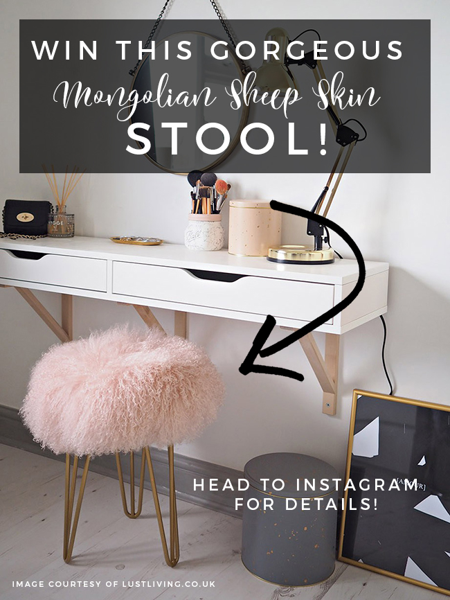 Win a Mongolian Sheep Skin Stool on Swoon Worthy Blog Instagram!