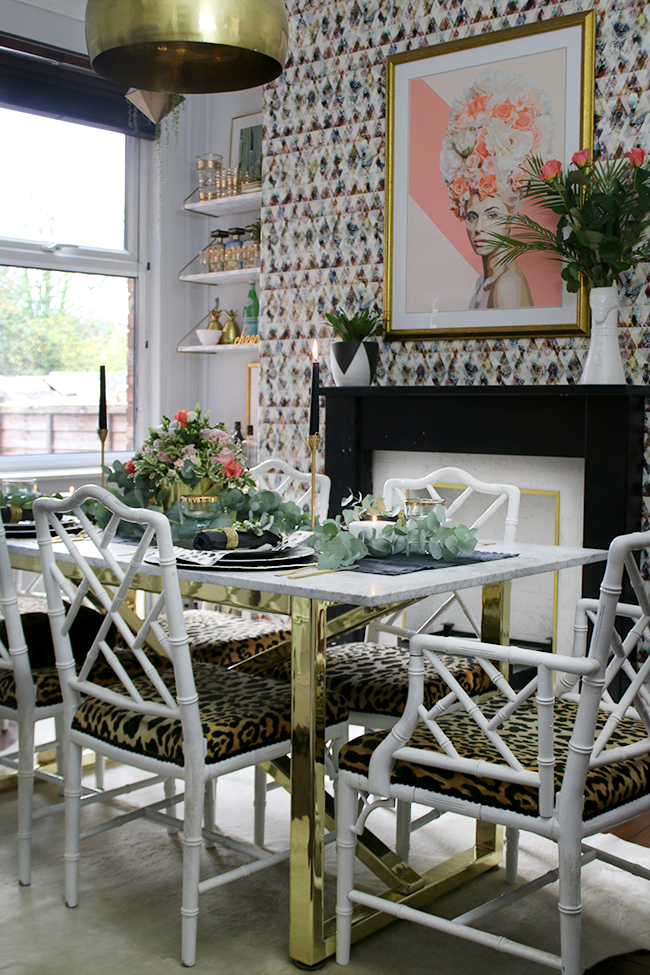 Boho Glam Dining Room with Autumn Tablescape