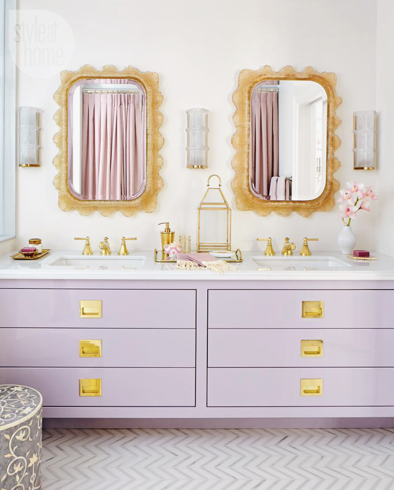 Lilac and gold bathroom