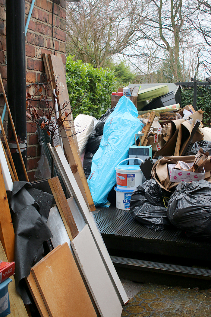 Clearabee Rubbish Removal Services - rubbish pile in side return to be removed