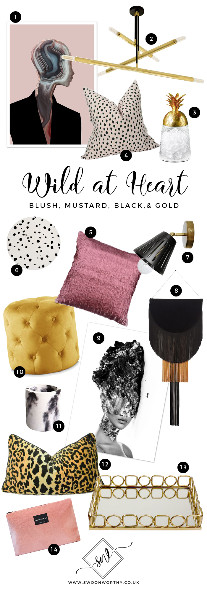 Wild at Heart Blush Black Mustard Gold Edit