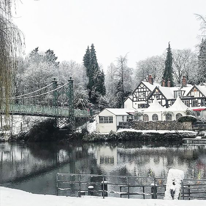 Shrewsbury The Boat House in the snow