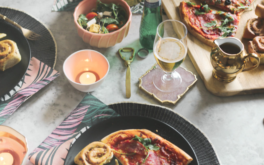 Date Night Pizza & Beer Table Setting